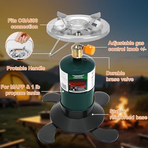 Camping Stove Propane, Portable Backpacking Cooker with Single Burner - Image 2