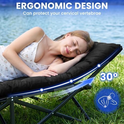Camping Cot for Adults, Black, 28" Extra Wide - Image 4
