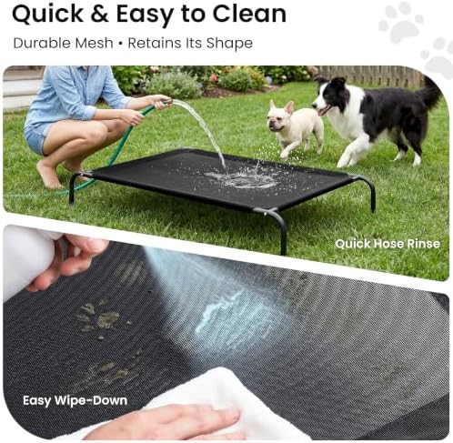 Love's cabin Elevated Cooling Dog Bed for Medium Dogs, Portable Indoor & Outdoor Raised Pet Dog Cat Cot, Durable Summer Frame with Breathable Mesh, Black, 43" x 31.5" x 8" - Image 5