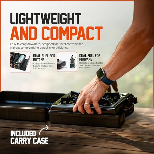 Portable Camping Stove 3000W Butane or Propane Fuel Compatable (Propane Adapter not Included), Automatic Ignition, Precise Heat Control, for Camping, Hiking, and Outdoor Cooking (Without Adapter Pipe) - Image 7