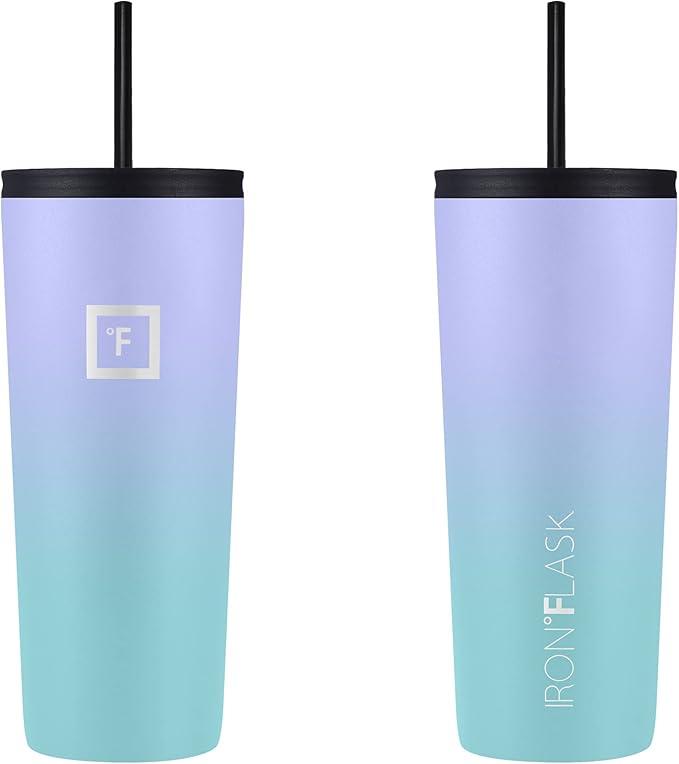 IRON °FLASK Classic Tumbler - Vacuum Insulated Stainless Steel Water Bottle, Double Walled, Drinking Cup, Insulated Travel Mug (Cotton Candy, 24 oz Solid Lid) - Image 3
