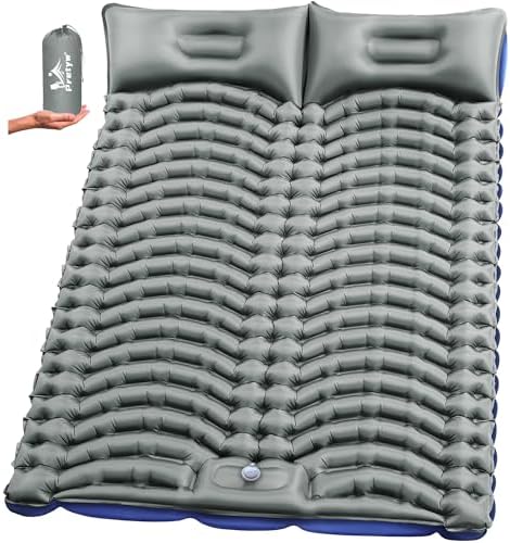 Double Camping Sleeping pad with Pillow & Built-in Foot Pump by Pretyw