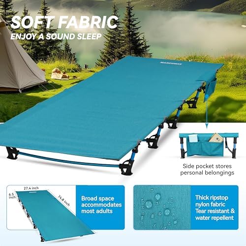 MARCHWAY Ultralight Folding Tent Camping Cot Bed, Portable Compact for Outdoor Travel, Base Camp, Hiking, Mountaineering, Lightweight Backpacking (Blue) - Image 3