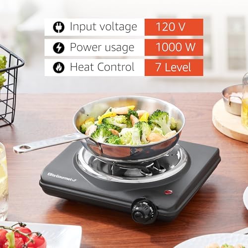 Elite Gourmet ESB100B Single Coiled Burner Hot Plate, Countertop, Black - Image 6