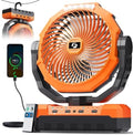 FRIZCOL 3-in-1 Camping Fan - Portable Fans Rechargeable - 24000mAh Battery Powered Fan with Light & Remote for Indoor, Outdoor, Tent, Travel, Fishing, Jobsite, Gifts for Men Dad Him - Orange by FollowUsGetMoreInfoNow