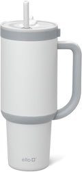 Ello Oasis 40 oz Tumbler with Handle & Retracting Straw | Reusable Insulated Stainless Steel Cup 100% Leakproof, Gifts for Teens Women Men | Keeps cold for 20 Hours, Cup Holder Friendly, Grayscale by Ello