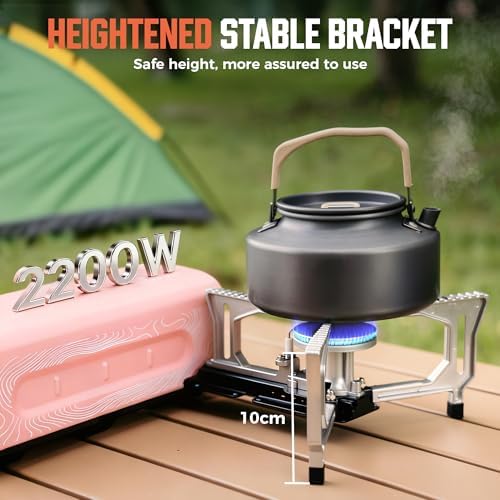 BIG HORN OUTDOORS Butane Camping Stove, Portable Folding Gas Burner with Carry Bag for Camping, Emergency Use and Outdoor Cooking, Pink - Image 6