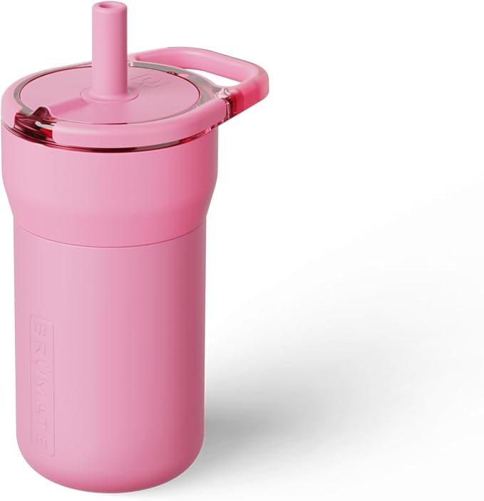 BrüMate Leap 12oz 100% Leakproof Kids Tumbler with Handle & Silicone Soft Straw | Durable Drop Resistant Silicone Sleeve | Made of Insulated Stainless Steel | Cup Holder Friendly | (Primrose) by Br%C3%BCMate