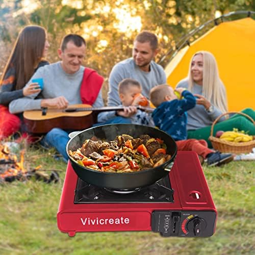 Vivicreate Portable Butane Stove 8500 BTU, Butane Stove with Auto Ignition for Camping, Lightweight Portable Gas Stove Burner with Safety Lock, Butane Burner, Estufa de Gas Portatil(Red) - Image 4