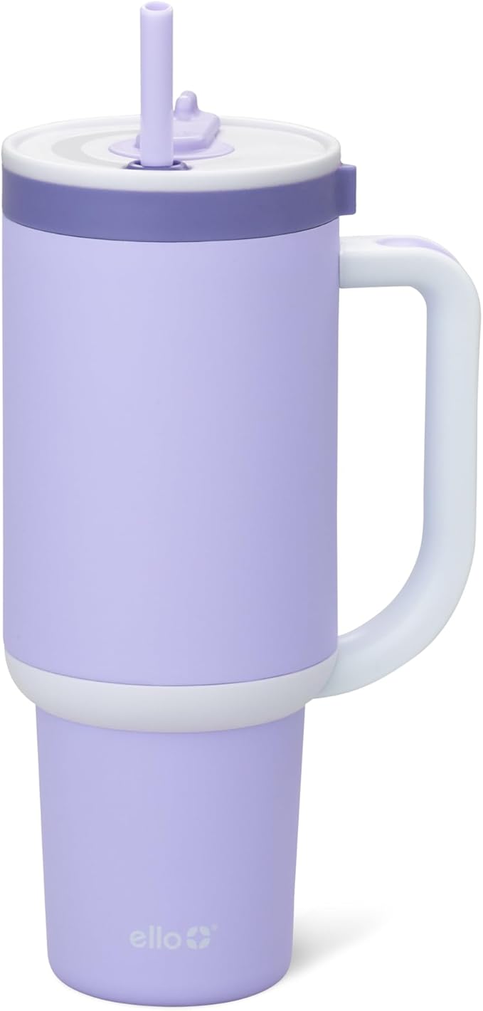 Ello Oasis 40 oz Tumbler with Handle & Retracting Straw | Reusable Insulated Stainless Steel Cup 100% Leakproof, Gifts for Teens Women Men | Keeps cold for 20 Hours, Cup Holder Friendly, Twilight by Ello