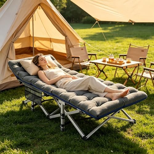 LILYPELLE Folding Camping Cot, Extra Wide Heavy Duty Sleeping Cots - Image 2