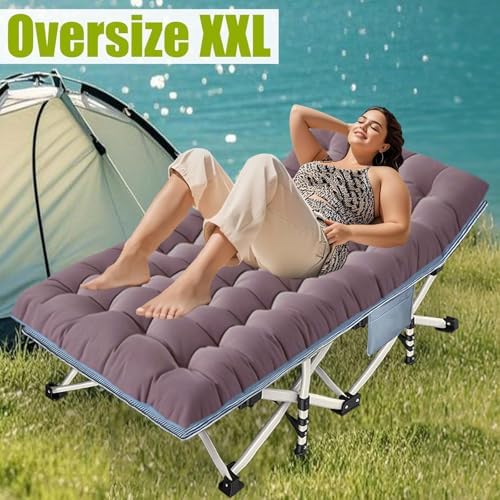 Oversize XXL Folding Camping Cot,32" W Extra Large Cot for Adults - Image 2