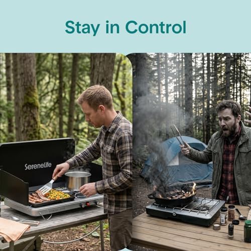 Camping Stove 2 in 1 Griddle Combo Portable Propane Camp Stove with Griddle Plate 10000 BTU Stove 5000 BTU Griddle Compact Outdoor Cooking for Camping Tailgating RV Backyard - Image 5
