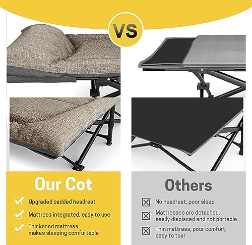 ATORPOK Folding Camping Cot for Adults with Cushion and Pillow - Image 3