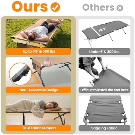 Heavy Duty Camping Cot for Adults, 31.5'' Wide Folding Cot Supports 400LBS - Image 6