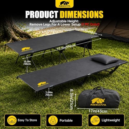 MIKKUPPA Backpacking Camping Cot for Adults, Heavy-Duty Portable Cot Bed - Image 2