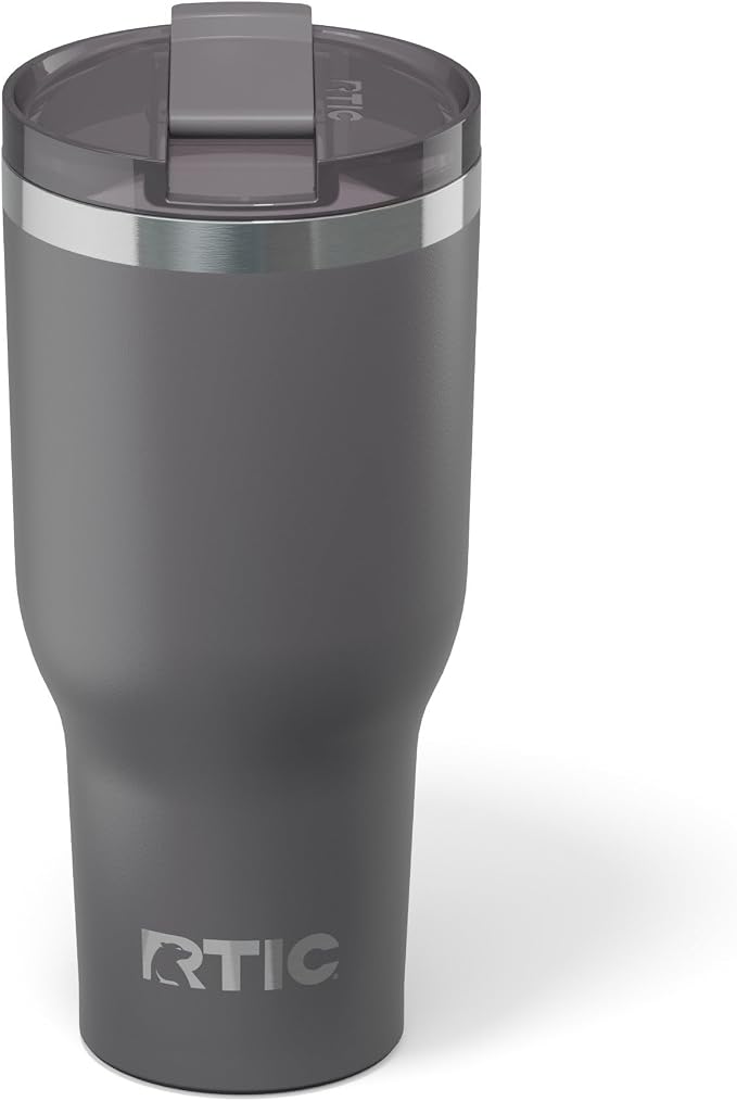 RTIC 40oz Essential Tumbler with Lid, Ceramic Lined, Insulated, Stainless Steel, Metal, Double Wall Vacuum-Insulation, Travel Cup for Iced Coffee, Tea, Hot and Cold Drink, Graphite by RTIC