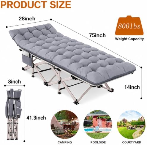 Camping Cots for Adults, 2 Pack Sleeping Cots with Detachable Pad, 800LB - Image 6