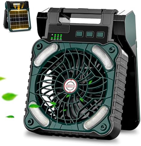Sendowtek Portable Camping Battery Fan with Solar Panel 10400mAh by Sendowtek