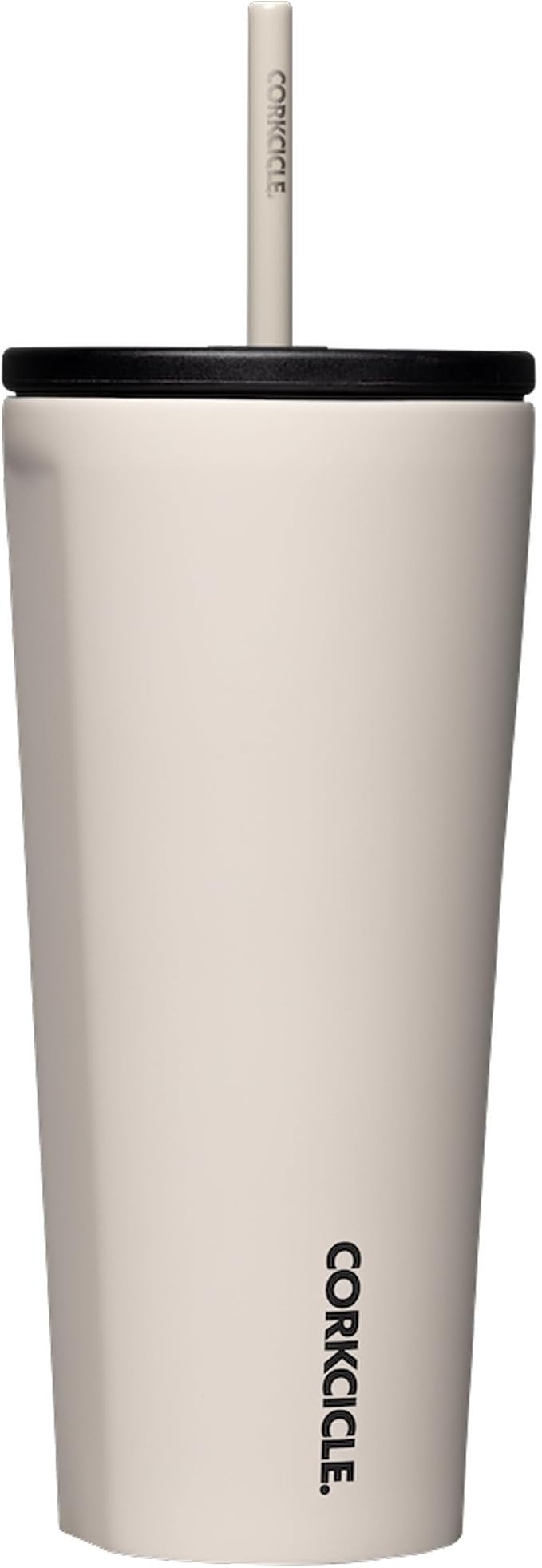 Corkcicle Cold Cup Insulated Tumbler with Straw - Keeps Drinks Cold for 12 Hours - Triple-Insulated Stainless Steel - Leak-Resistant Lid - Summer Drinkware Gift - 24 oz - Latte by Corkcicle