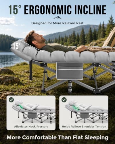 ZENPETIO XXL Folding Camping Cot for Adults, 32" Heavy-Duty Extra Wide Cots - Image 4