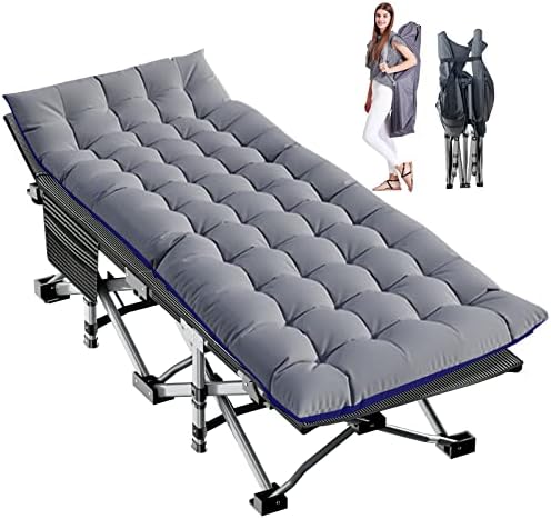 LILYPELLE Oversized XXL Folding Camping Cot, 78" L x 32" W x 18" H Heavy Duty Sleeping Cots with Carry Bag, Double Layer Oxford Portable Travel Camp Cots for Home, Office Nap and Outdoor Beach by LILYPELLE