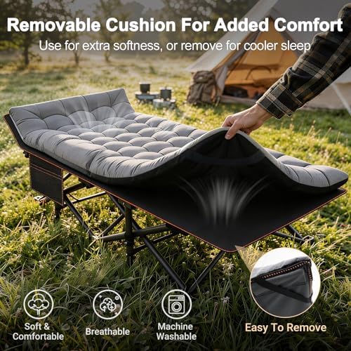 ABORON XXL Folding Camping Cot for Adults, 32 in Wide with Mattress, 900 lb - Image 4