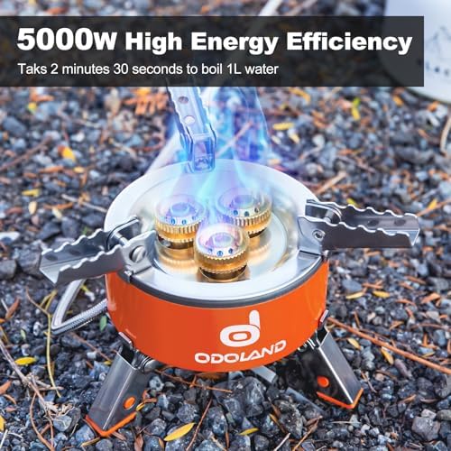 Odoland 5000W Portable Camping Stove Lightweight Camp Stove Collapsible Backpacking Stove with EVA Box for Outdoor Camping Cooking Hiking and Picnic - Image 2