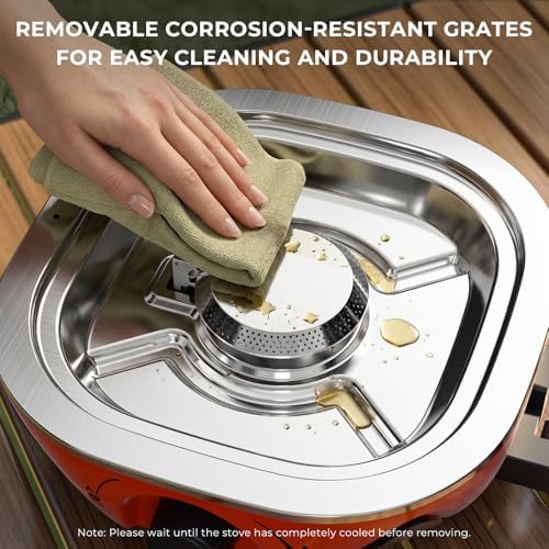20000 BTU Propane Camping Stove with Cookware Set & Carry Bag Orange - Image 6