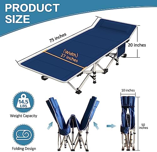 2 Pack Camping Cot with Mattress, Folding Camping Cot for Adults - Image 2