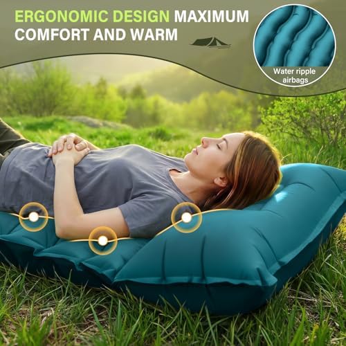 FUN PAC Camping Sleeping Pad, Ultralight Camping Mat with Pillow Built-in Foot Pump Inflatable Sleeping Pads Compact for Camping Backpacking Hiking Traveling Tent - Image 3