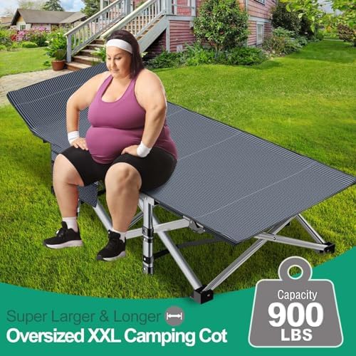 LILYPELLE Oversized XXL Folding Camping Cot, 32" Heavy Duty Sleeping Cots - Image 2