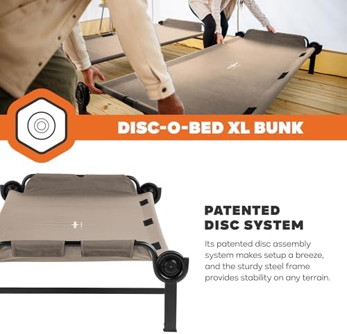 Disc-O-Bed Extra Large Portable Bunk Camping Cots with Carry Bags, Tan - Image 3