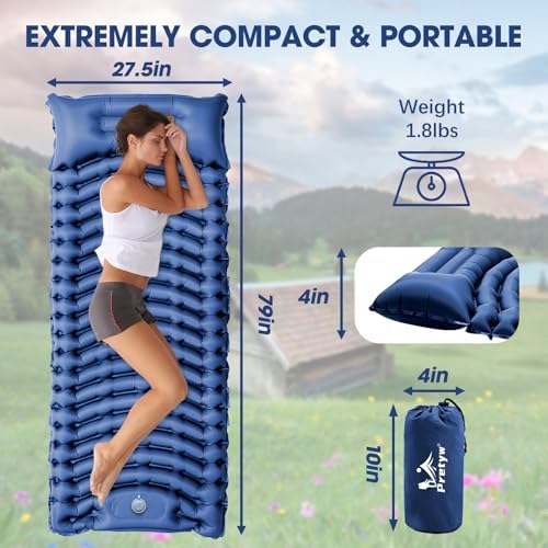 Ultralight Camping Sleeping Pad with Pillow & Built-in Foot Pump - Image 2