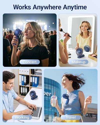 SWEETFULL Handheld Portable Fan, 5000mAh Rechargeable Battery, 6 Speed Wind, LED Digital Display, Foldable Electric Personal Mini Travel Fan with Backup Power, Summer Essentials Gifts for Women Girl - Image 6