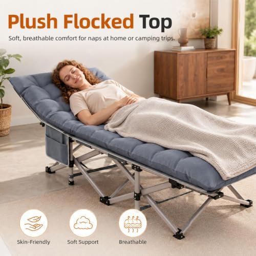 Fenbeli Camping Cot for Adults, 2 Pack Camp Bed with Thicker Cushion, 800LB - Image 2