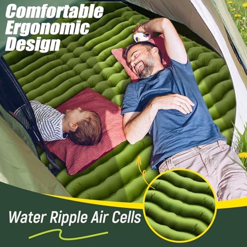 Yuzonc Double Sleeping Pad - Self Inflating 4" Extra-Thick for 2 Person with Pillow Built-in Foot Pump Inflatable Sleeping Mat for Backpacking, Hiking, Traveling, Tent, Portable Camping Mat - Image 4