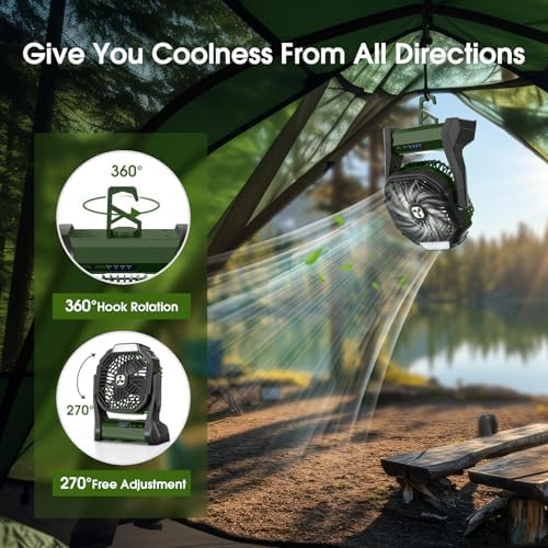 Portable Rechargeable Fan, 20000mAh Cordless Battery Powered Camping Fans - Image 4