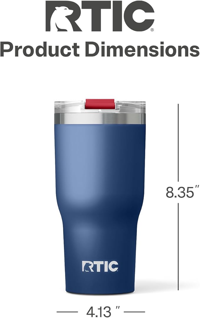 RTIC 30oz Essential Tumbler with Lid, Ceramic Lined, Insulated, Stainless Steel, Metal, Double Wall Vacuum-Insulation, Travel Cup for Iced Coffee, Tea, Hot and Cold Drink, Patriot - Image 4