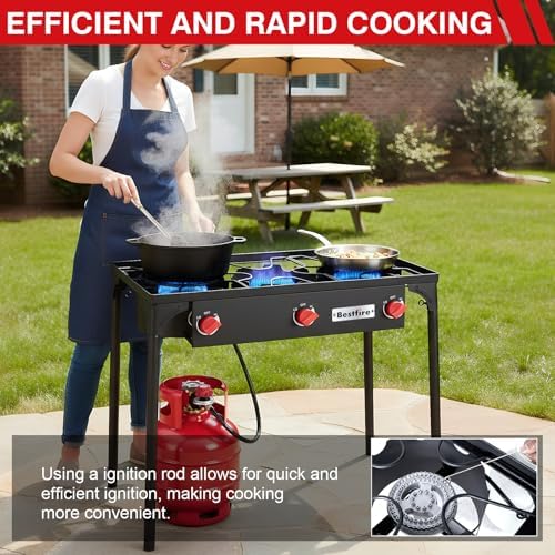 Bestfire 3 Burners Camping Stove for Cooking Outdoor, 225,000 BTU Propane - Image 3