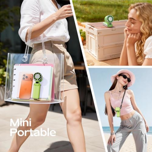 SHEWIND Portable Handheld Fan with Ice Cooling - 5 Gear High Speed Turbo Personal Fan Rechargeable, Up to 11 Hrs, Mini Hand Fans for Travel Essentials, Beach Vacation, Gifts for Women, Men (Green) - Image 7