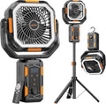 OGERY Camping Fan, Portable Fan with Adjustable Height Stand, 20000mAh Rechargeable Battery Powered Fan with Remote, LED Light, Auto Oscillation, Fast Charging, Floor or Desk Fan for Tent, RV, Travel by OGERY