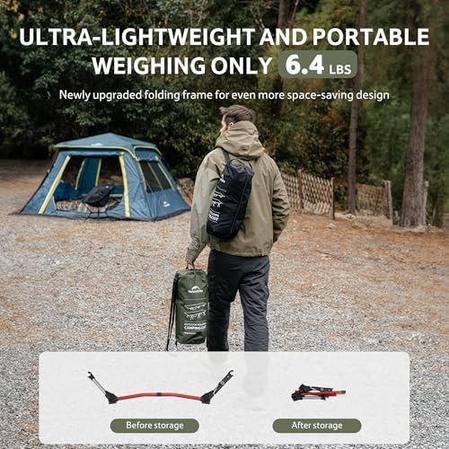 Naturehike ArmyWild Folding Camping Cot, Height Adjustable Ultralight Backpacking Cot, Portable Camping Bed for Camping Hiking Travel Home - Image 4