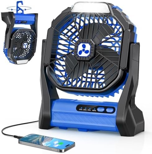 Portable Rechargeable Fan, 20000mAh Cordless Battery Powered Camping Fans by Unknown