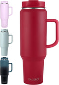 EALGRO 50 oz Tumbler with Handle, Insulated Tumblers with Lid and Straw, Large Metal Sports Water Bottle Jug, Thermal Stainless Steel Travel Coffee Mug Cup, Red by EALGRO