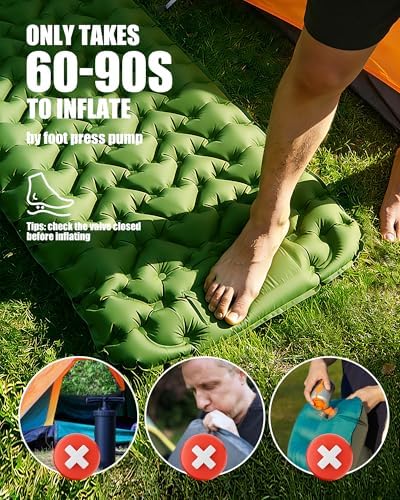 AKSOUL Self Inflating Sleeping Pad: Camping Inflatable Single Bed Air Mattress - Lightweight Sleep Mats - Compact Ultralight Pad for Camp Hiking Travel - 10CM - Green - Image 3