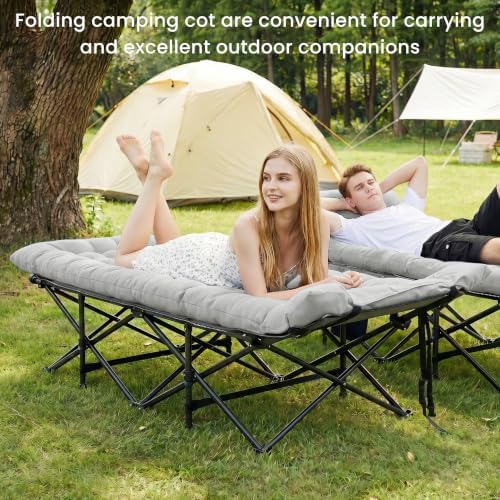 Camping Cot for Adults, Grey, 28" Extra Wide - Image 7