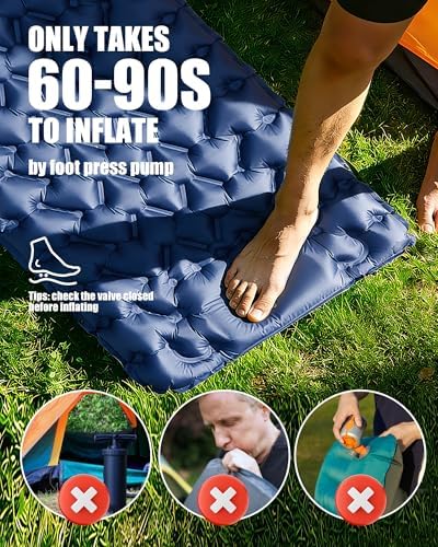 AKSOUL Sleeping Pad for Camping Mat: Self-Inflating Ultralight & Compact Air Mattress Lightweight Inflatable Pad for Camping Hiking Backpacking Blue - Image 3