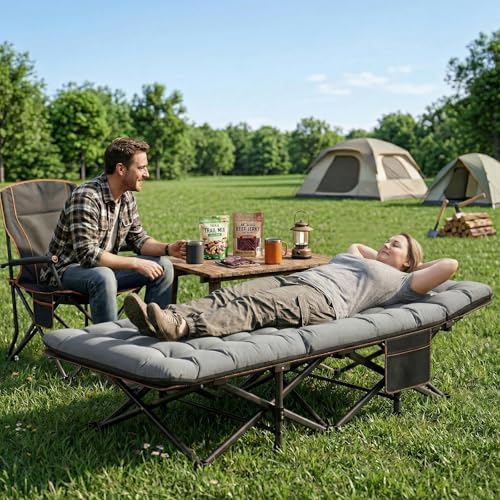 ABORON XXL Folding Camping Cot for Adults, 32 in Wide with Mattress, 900 lb - Image 2