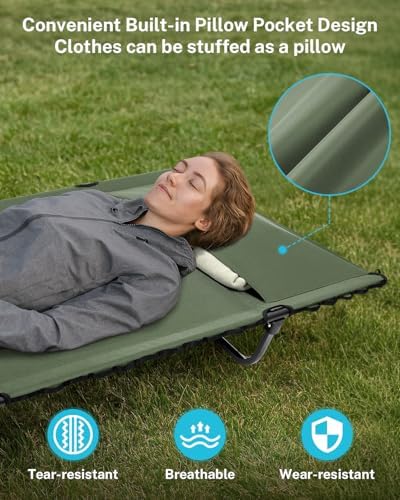 Gonex 31" Wide Camping Cot Lightweight Folding Portable Camp Cot for Adult - Image 3
